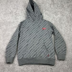 Levis Hoodie‎ Boys 4 Gray Sweatshirt Pullover All Over Print Logo Kids Youth